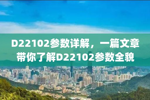 D22102参数详解，一篇文章带你了解D22102参数全貌