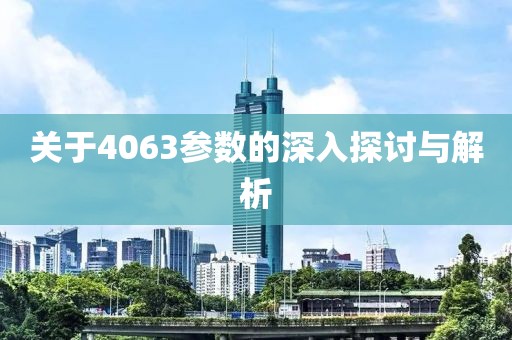 关于4063参数的深入探讨与解析