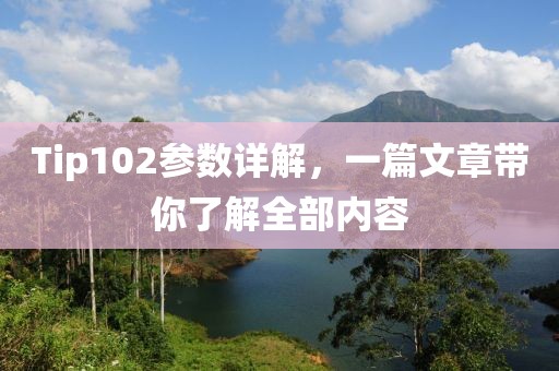 Tip102参数详解，一篇文章带你了解全部内容