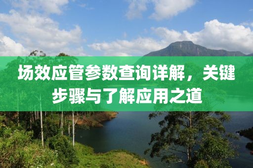 场效应管参数查询详解，关键步骤与了解应用之道