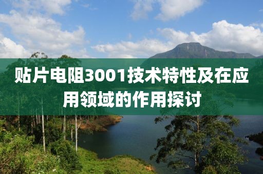 贴片电阻3001技术特性及在应用领域的作用探讨