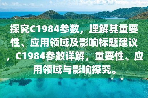 探究C1984参数，理解其重要性、应用领域及影响标题建议，C1984参数详解，重要性、应用领域与影响探究。