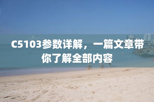 C5103参数详解，一篇文章带你了解全部内容