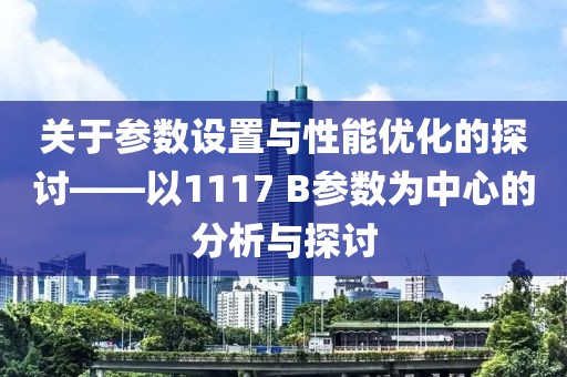 关于参数设置与性能优化的探讨——以1117 B参数为中心的分析与探讨