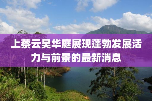 上蔡云昊华庭展现蓬勃发展活力与前景的最新消息