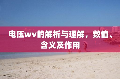 电压wv的解析与理解，数值、含义及作用