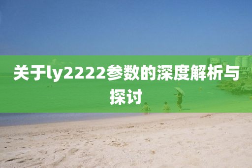 关于ly2222参数的深度解析与探讨