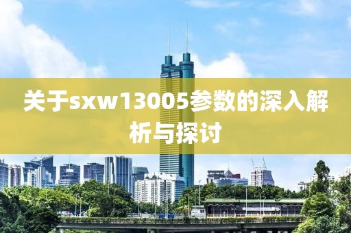 关于sxw13005参数的深入解析与探讨