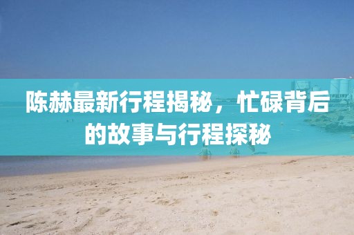 陈赫最新行程揭秘，忙碌背后的故事与行程探秘