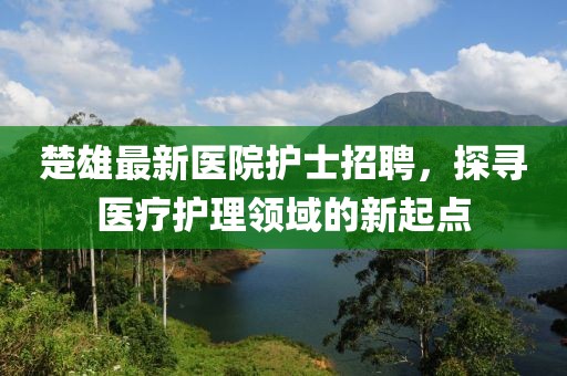 楚雄最新医院护士招聘，探寻医疗护理领域的新起点
